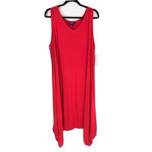 Roamans Maxi Dress Sharkbite Asymmetric Hem Sleeveless Stretch Red Size 1X 22/24